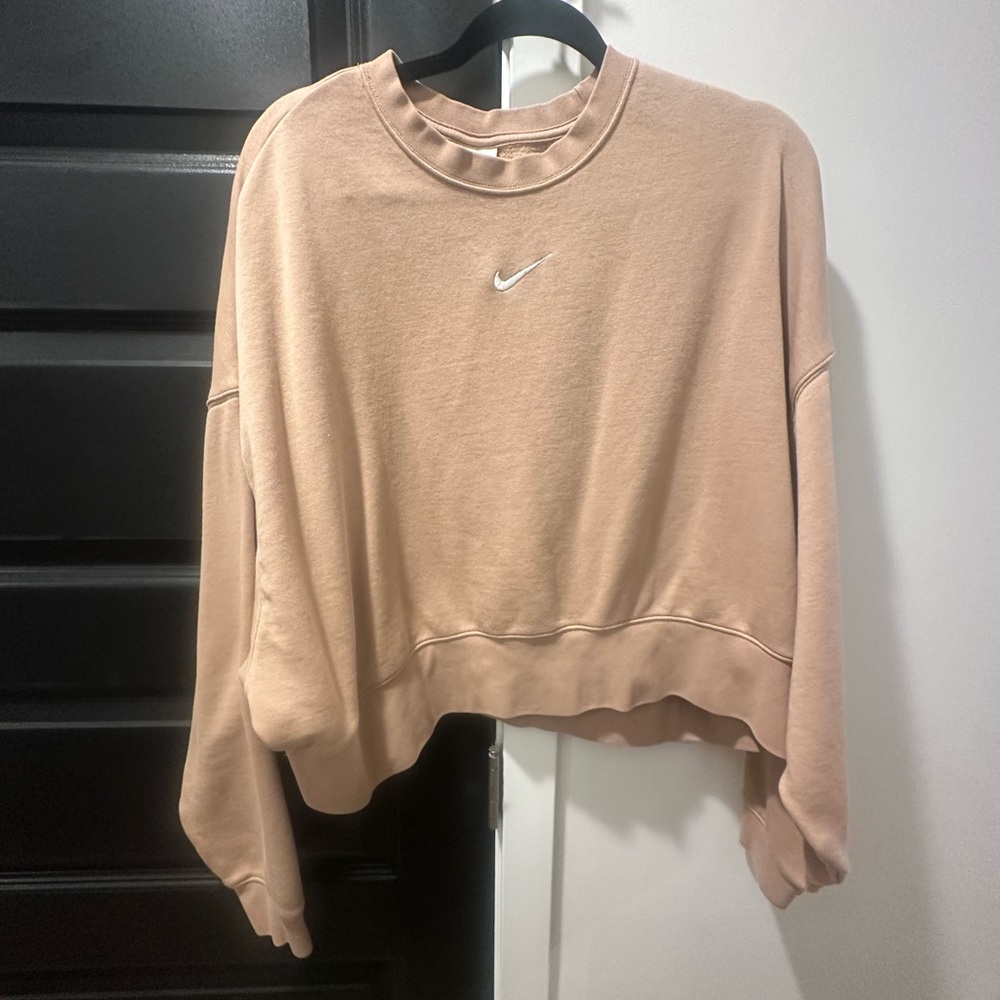 Nike Women's Beige Cropped Hoodie